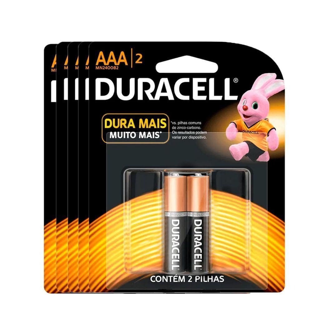 Kit Pilhas Alcalina AAA Palito com 10 Unidades Duracell