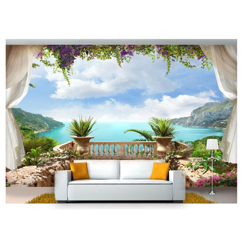 Papel De Parede Paisagem Digital Varanda Praia Dah17
