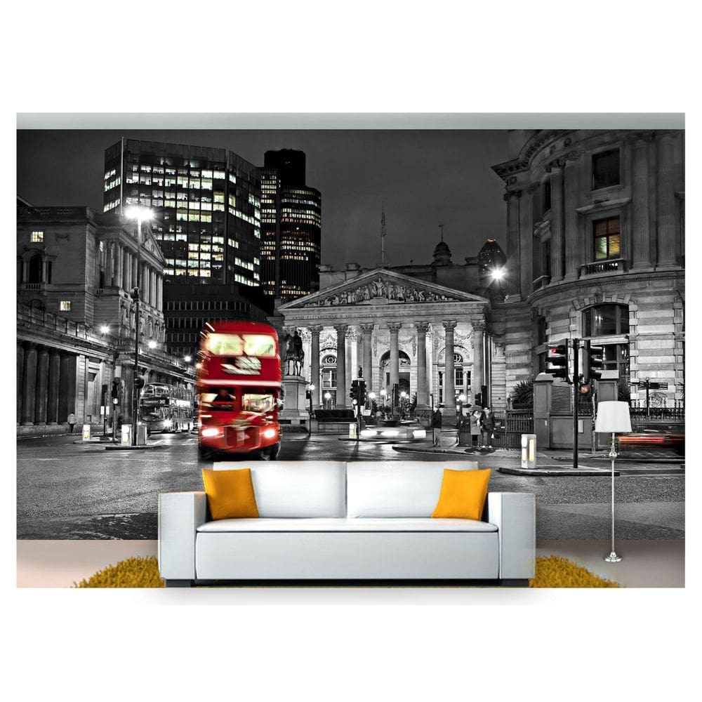 Papel De Parede Cidade Londres Ônibus Cinza  Ncd158