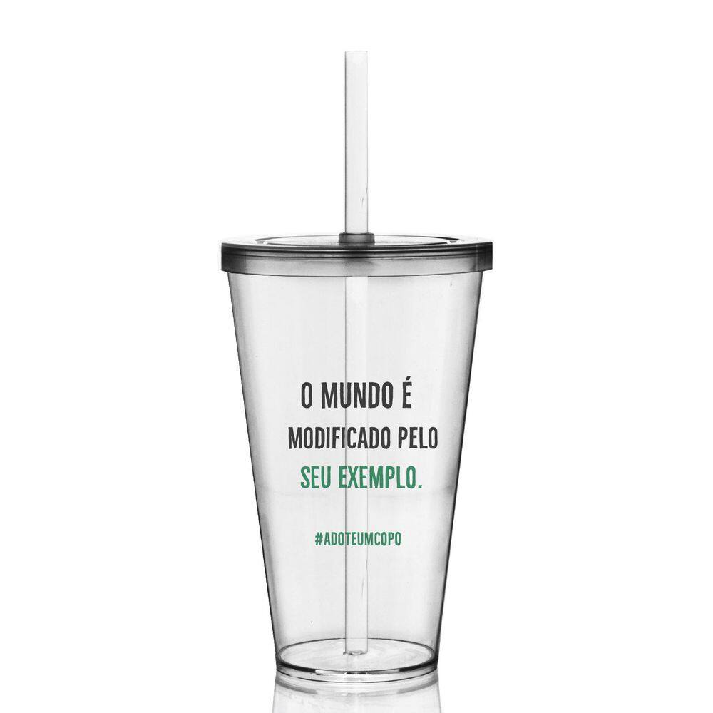 Kit 8 Copos Com Tampa E Canudo Exemplo Sustentável