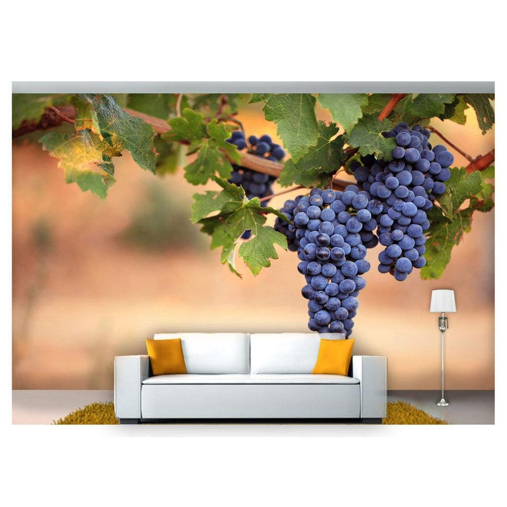 Papel De Parede Fruta Cacho De Uva Parreira 3D Al157