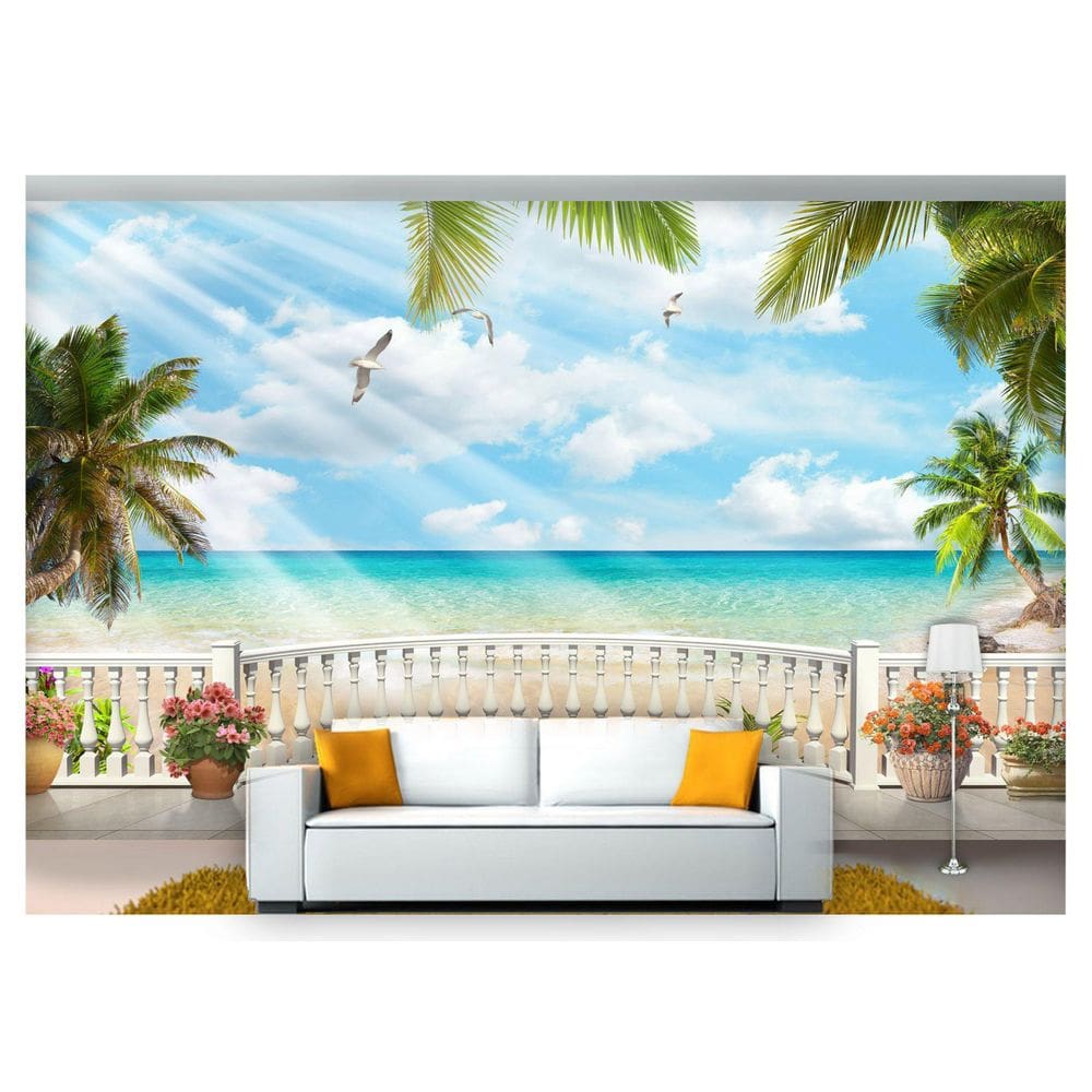 Papel De Parede Paisagem Digital Varanda Praia Dah15