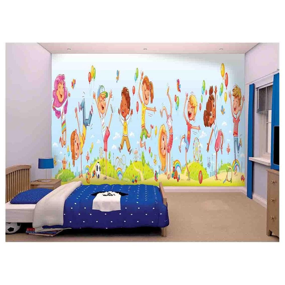 Papel De Parede Infantil Crianças Parquinho  Azs176