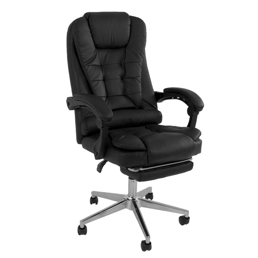 Cadeira De Escritório Oficial Presidente Ergonômica Apoio Pés Preto
