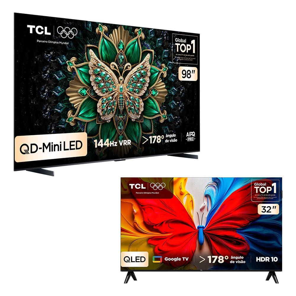 Combo Smart TV TCL 98 QLED Mini LED Matte 4K C6K 144Hz VRR 98C6K e Smart TV TCL 32 HD QLED S5K 32S5K