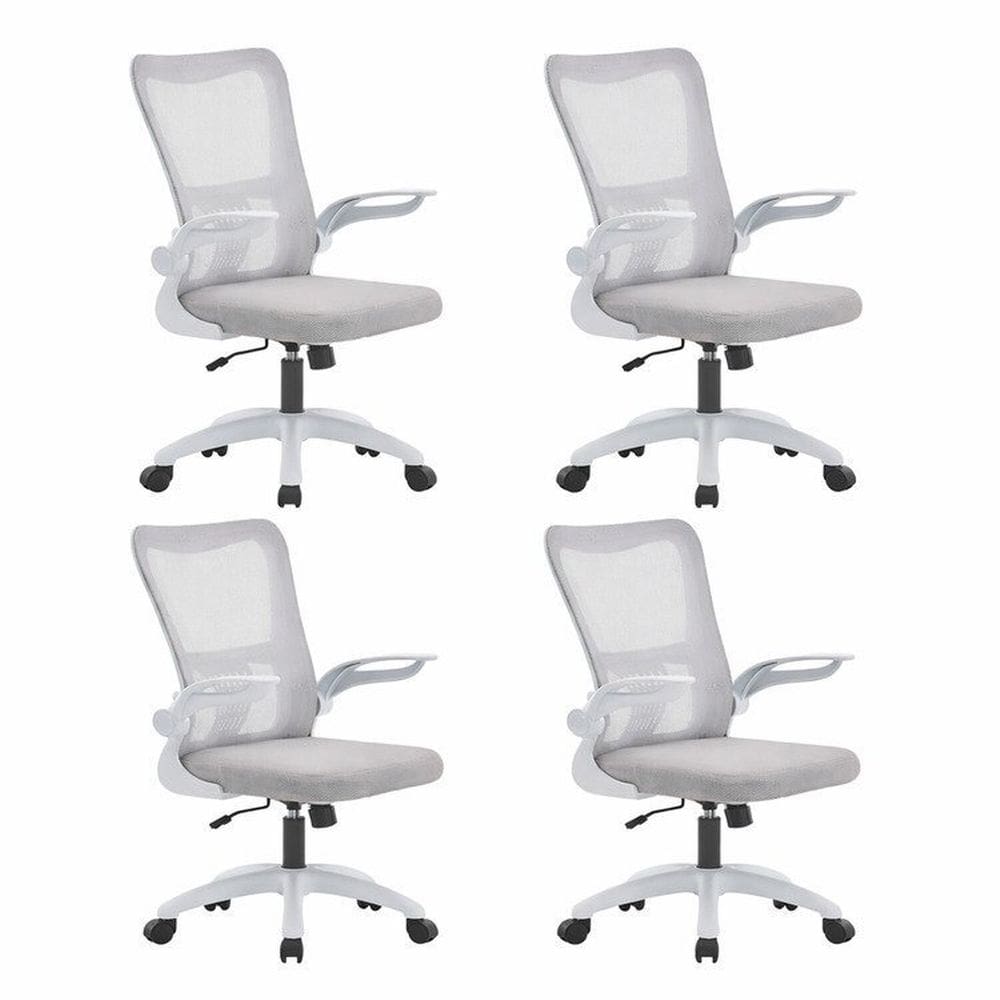 Kit 4 Cadeiras de Escritório Diretor com Sistema Relax Baltimore Branco/Cinza