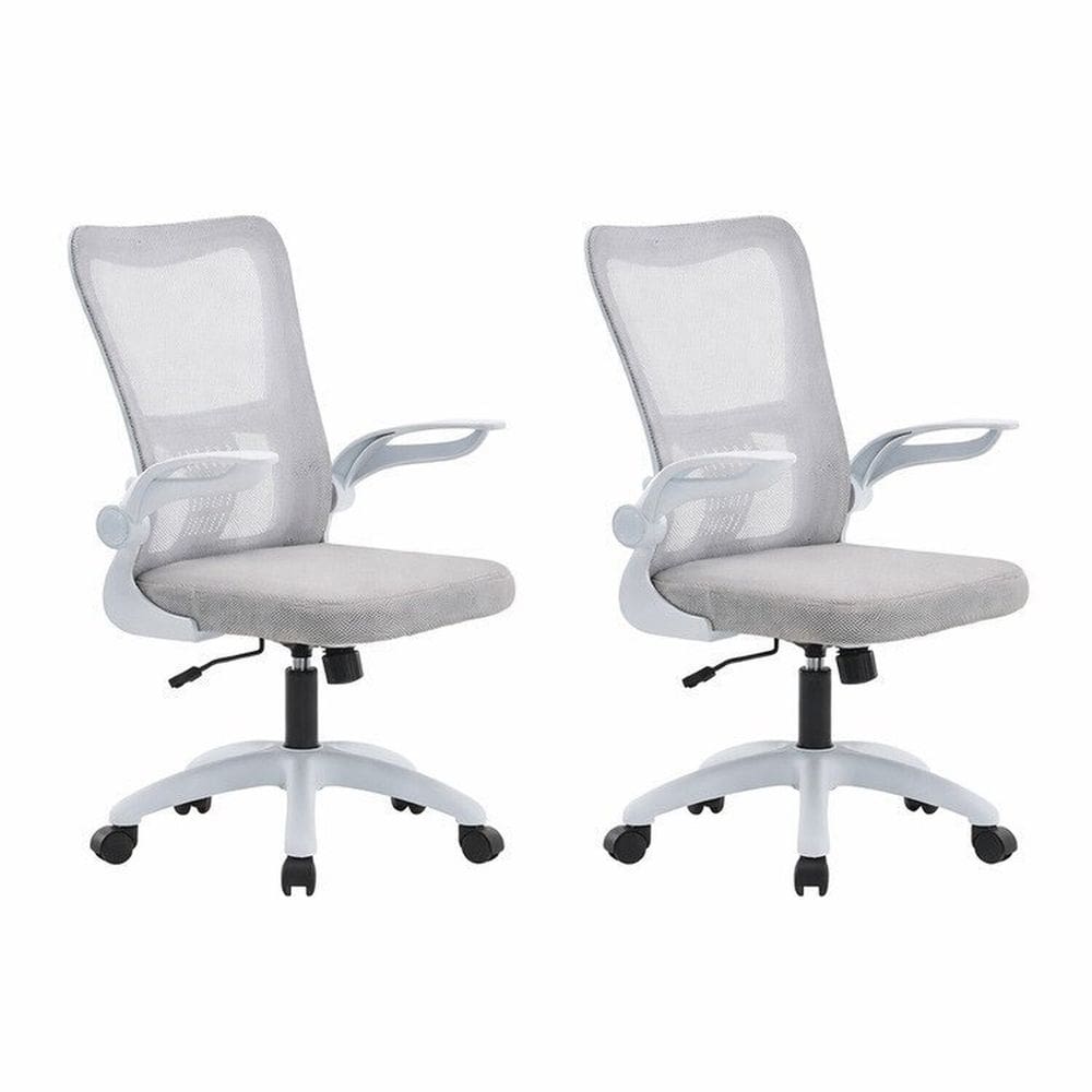 Kit 2 Cadeiras de Escritório Diretor com Sistema Relax Baltimore Branco/Cinza