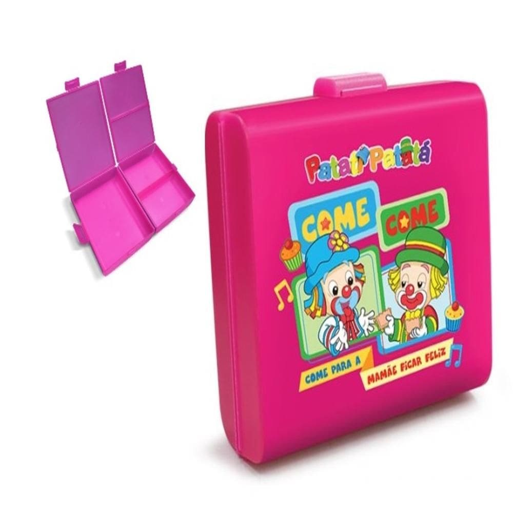Lancheira 3 Divisorias Infantil Patati Patata Maleta Escolar Meninas Pote Duplo Passeio Trava Rosa