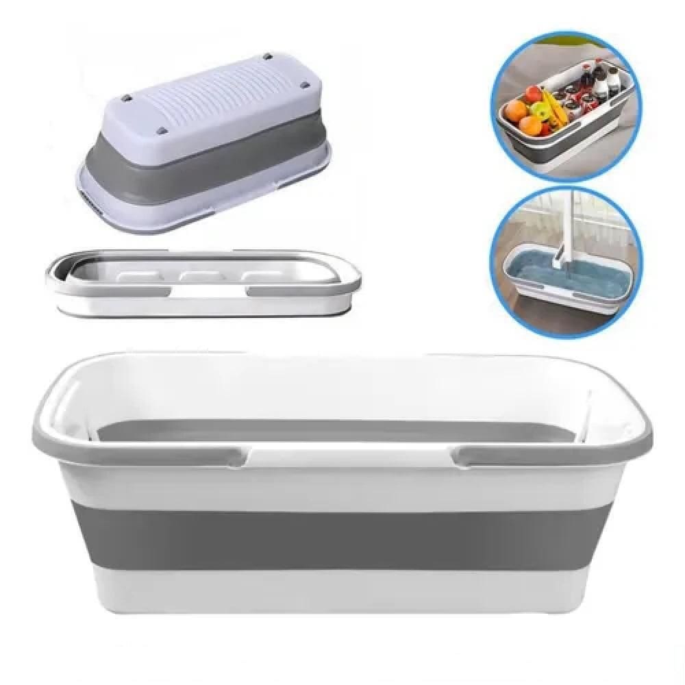 Balde Retratil 15 Litros Bacia Mop Grande Dobravel Com Rodinhas Silicone Flexivel Multiuso Lavanderia Roupa Pano De Chao