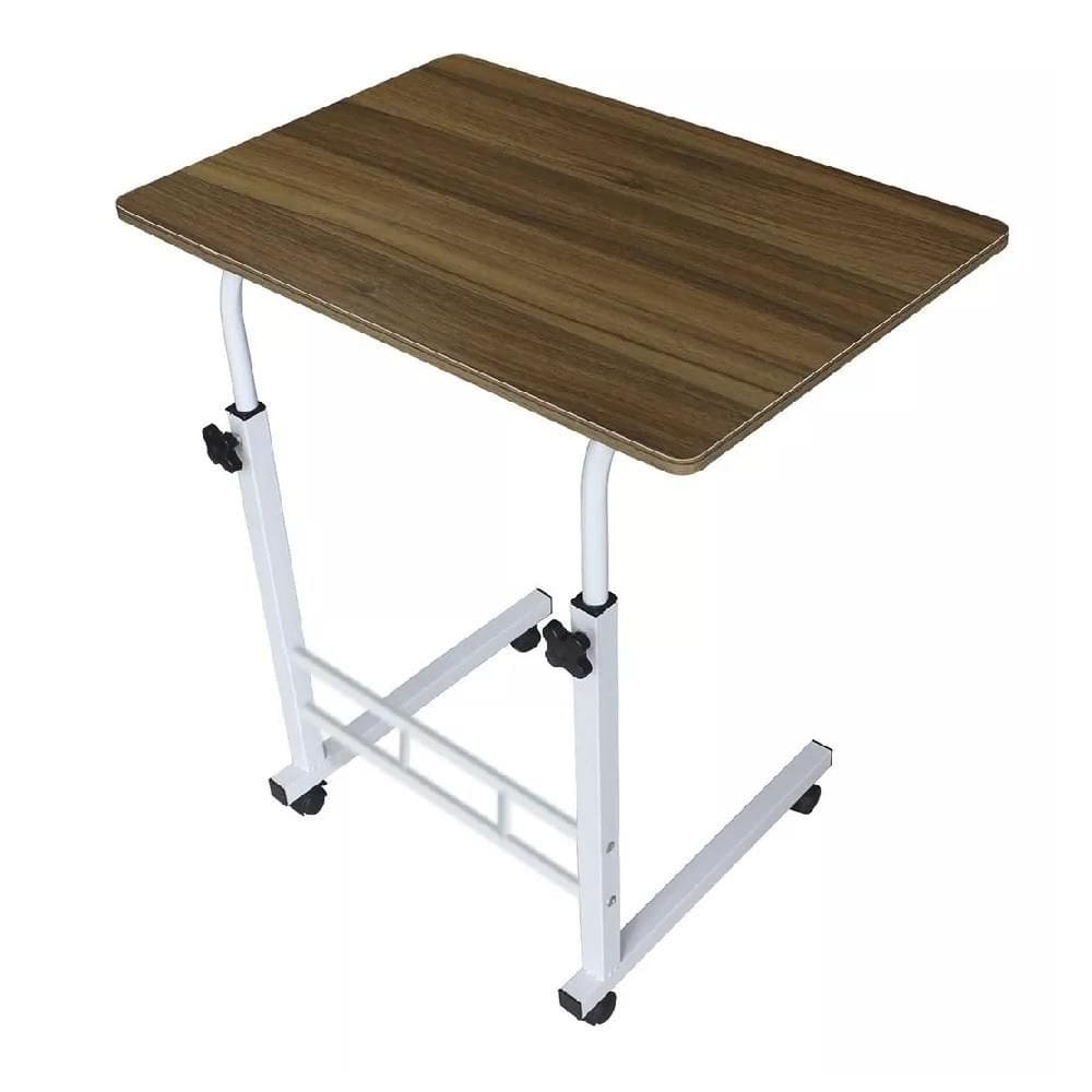 Mesa Para Notebook Altura Ajustavel Rodinhas Home Office Multifuncional Computador Escrivaninha Marrom