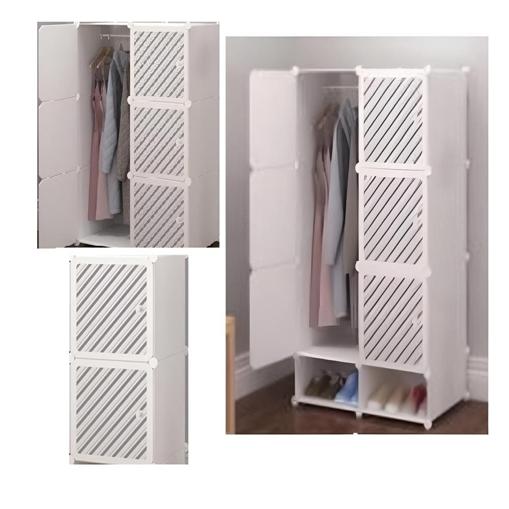 Cabideiro Organizador 6 Portas Armario Modular Arara Sapateira Estante Vintage Guarda Roupa Branca