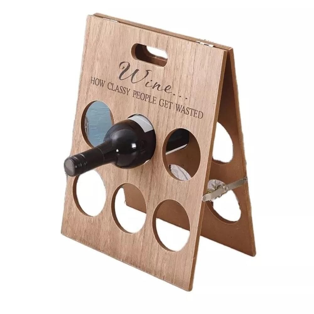 Suporte Premium Bancada Retratil Vinhos Adega Em Madeira 6 Garrafas Mesa Decorativo
