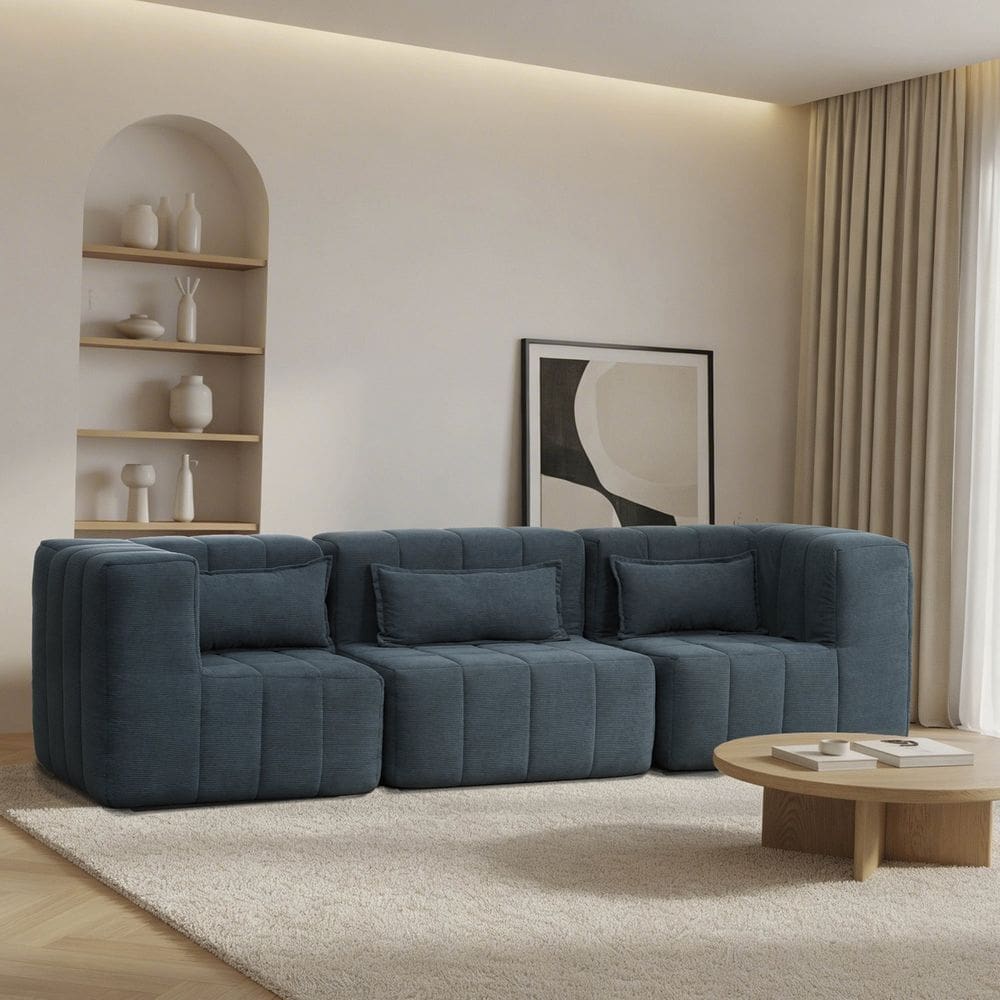 Sofá Modular 3 Lugares Easybox Cabecasa Madeiraoriginals Cotelê Verde Escuro