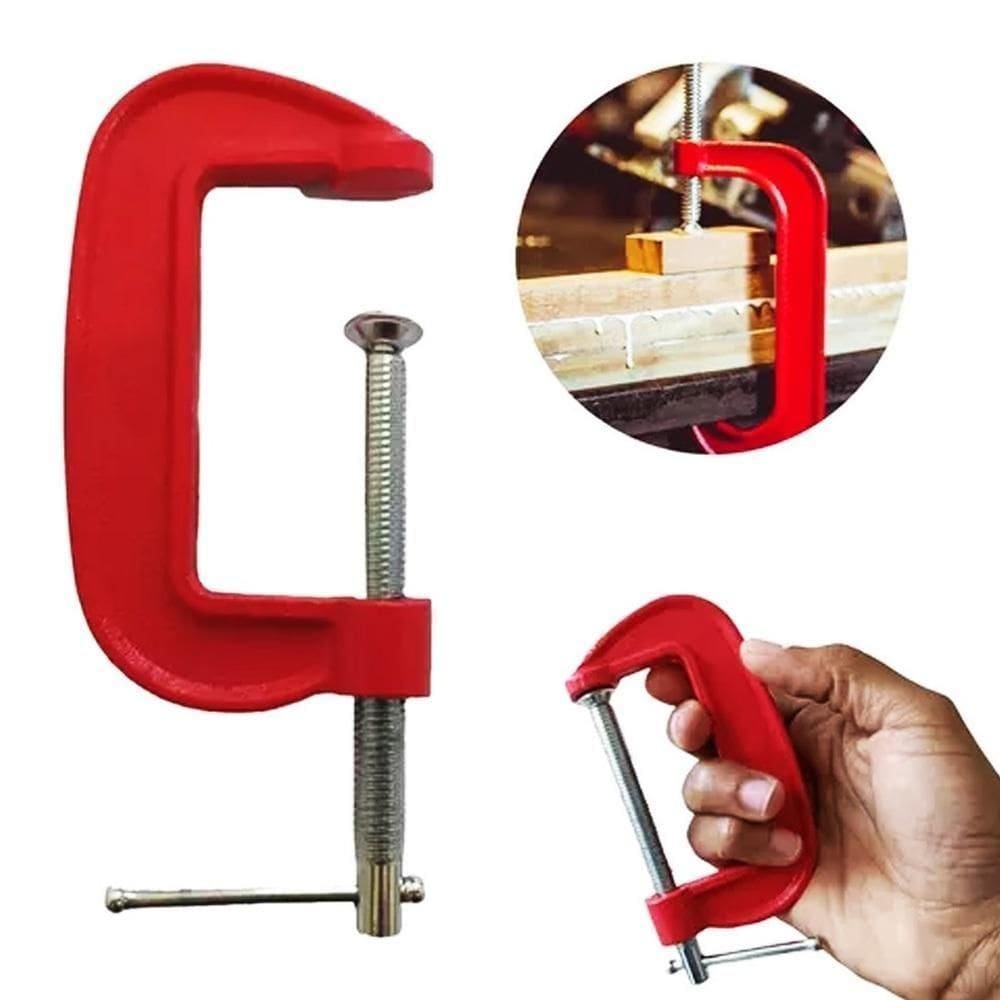 Kit Grampos Marceneiro Profissional Bancada Mesa Tipo C Sargento 3 Pecas Jogo Completo