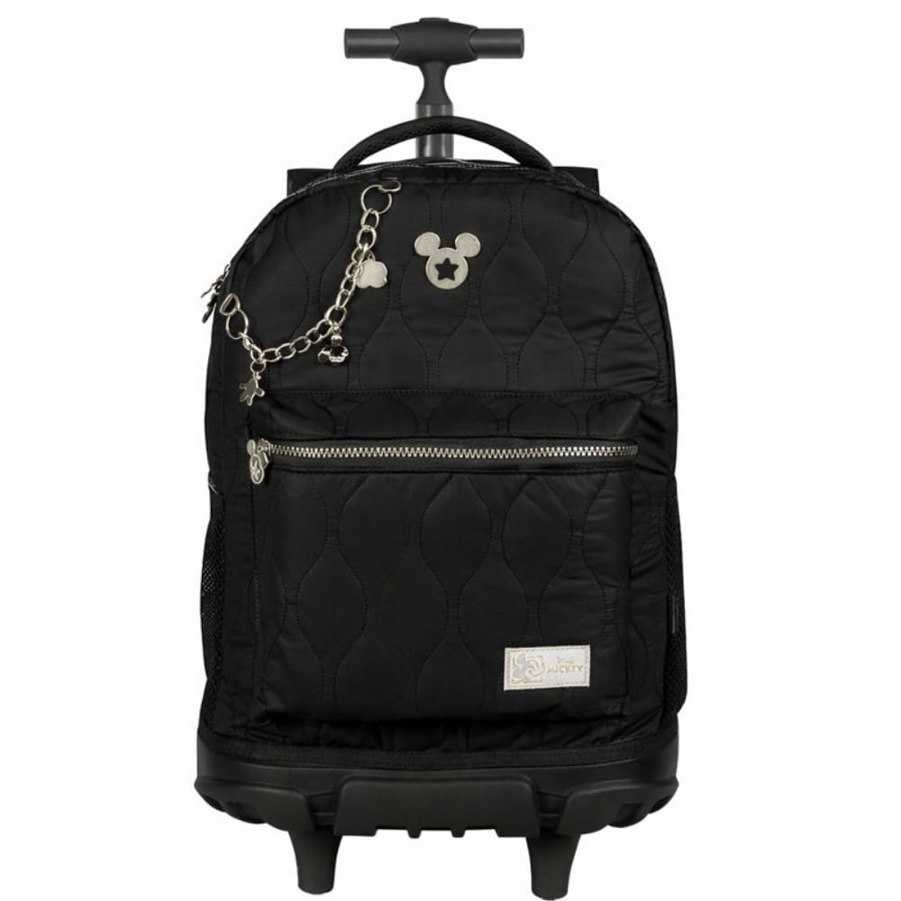 Mala com Rodas e Alça Escolar 17T Mickey Teen New Puffer Preta 15090 - Xeryus