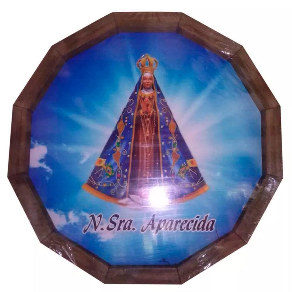 Quadro Tampa Barril Madeira Rústica Nossa Senhora Aparecida