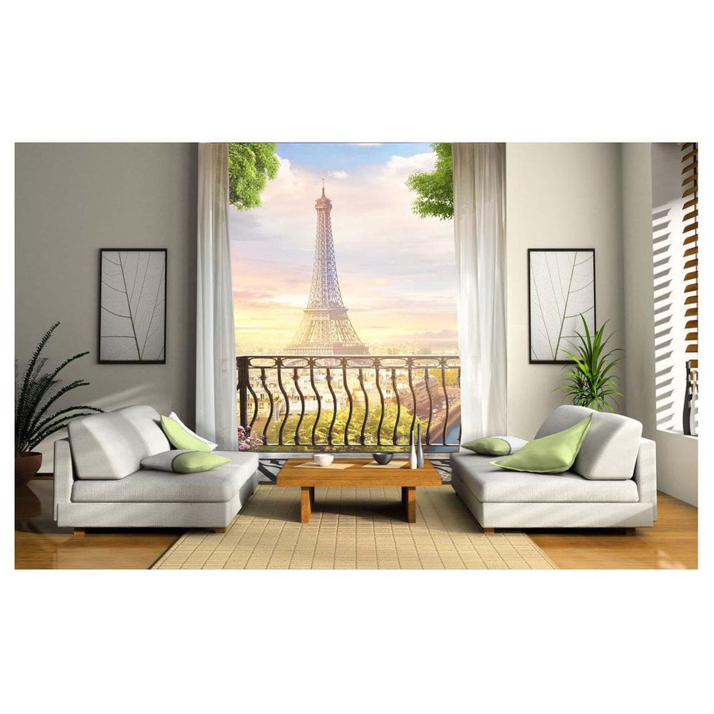 Papel De Parede Paisagem Digital Sacada Eiffel Dah64