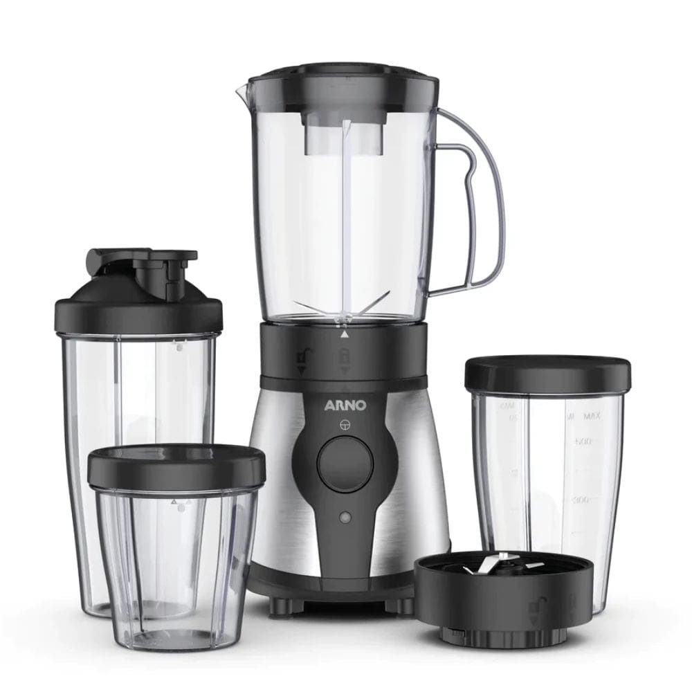 Liquidificador Arno Actimix Compact Blender LQ01, 500W, Com 10 Acessórios, Copos Portáteis 250ml, 500ml e 750ml, Tritura Gelo e Grãos