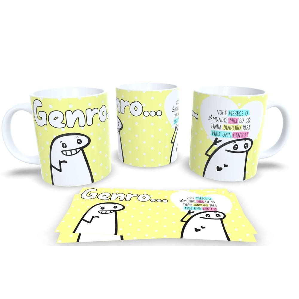 Caneca de Porcelana Flork Familia Amarela Melhor Presente para Família