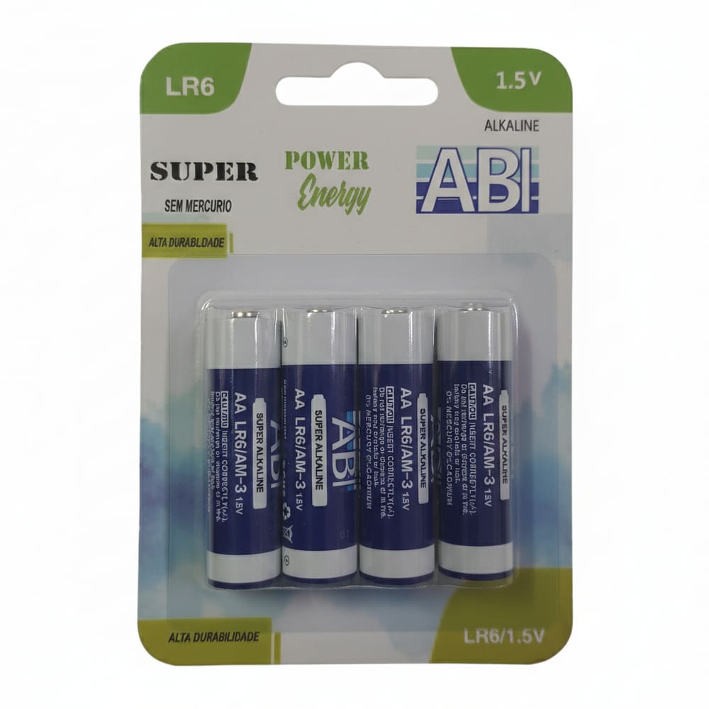 Pilha Alcalina AA SUPER POWER LR6 1.5V Cartela com 4 Unidades - AA LR6