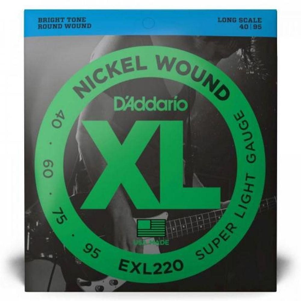 Encordoamento Baixo 4 Cordas .040-.095 Xl Nickel Exl220 D Addario