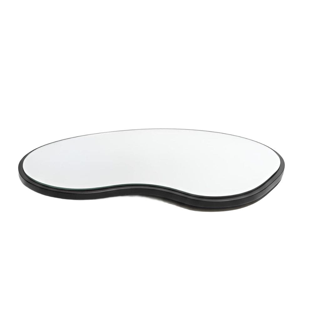 Bandeja Decorativa Orgânica Espelho Lapidado Luxo Lateral Couro Ecológico