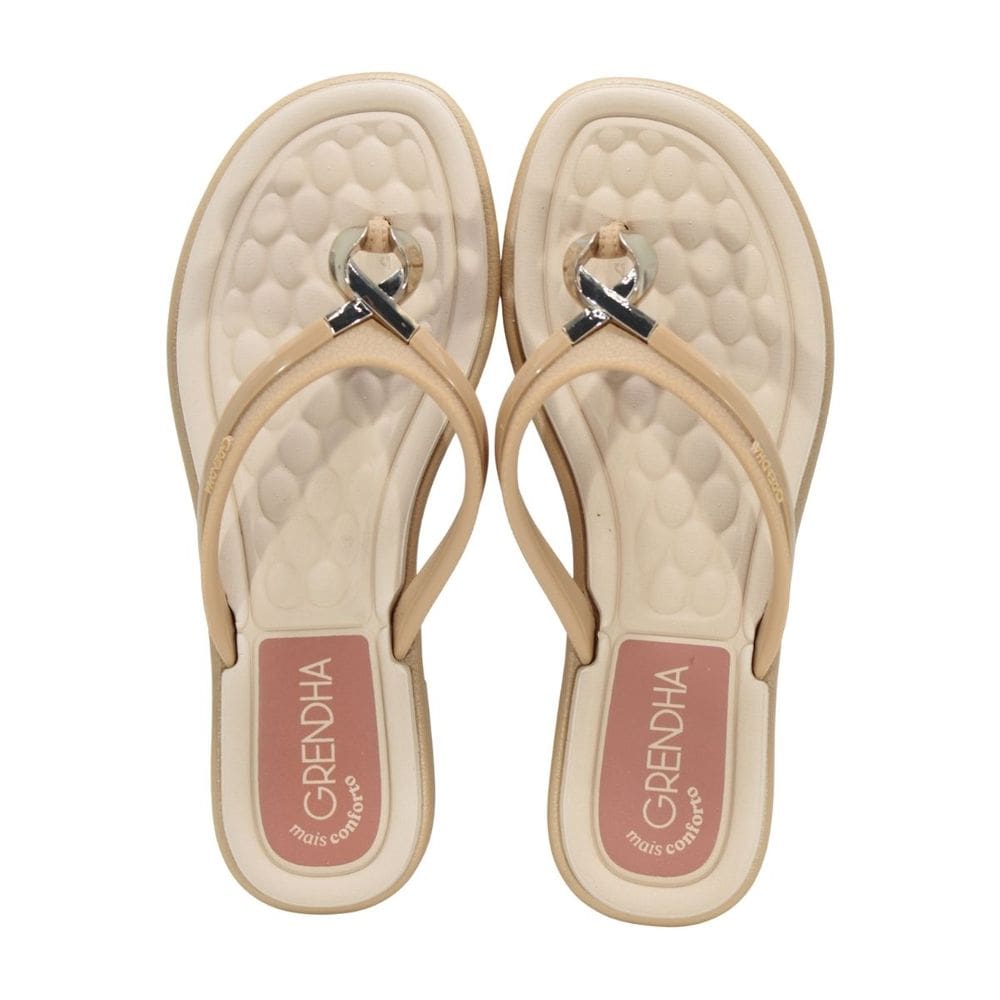 Tamanco Rasteira Grendha Mais Conforto Enlac Bege