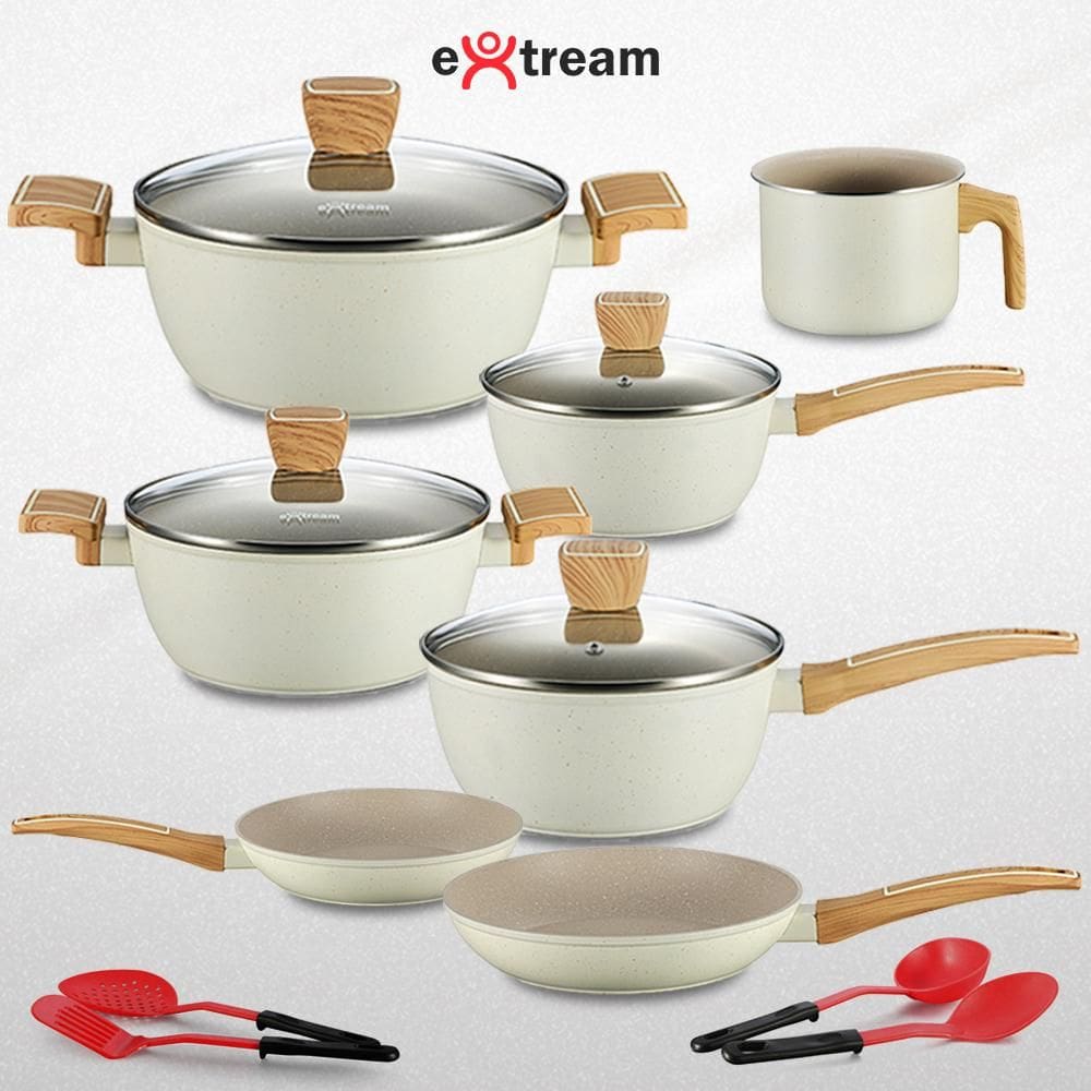 Jogo de Panelas Revestimento Ceramica Indução 11 peças Extream Alphaville Marmol Vulkano