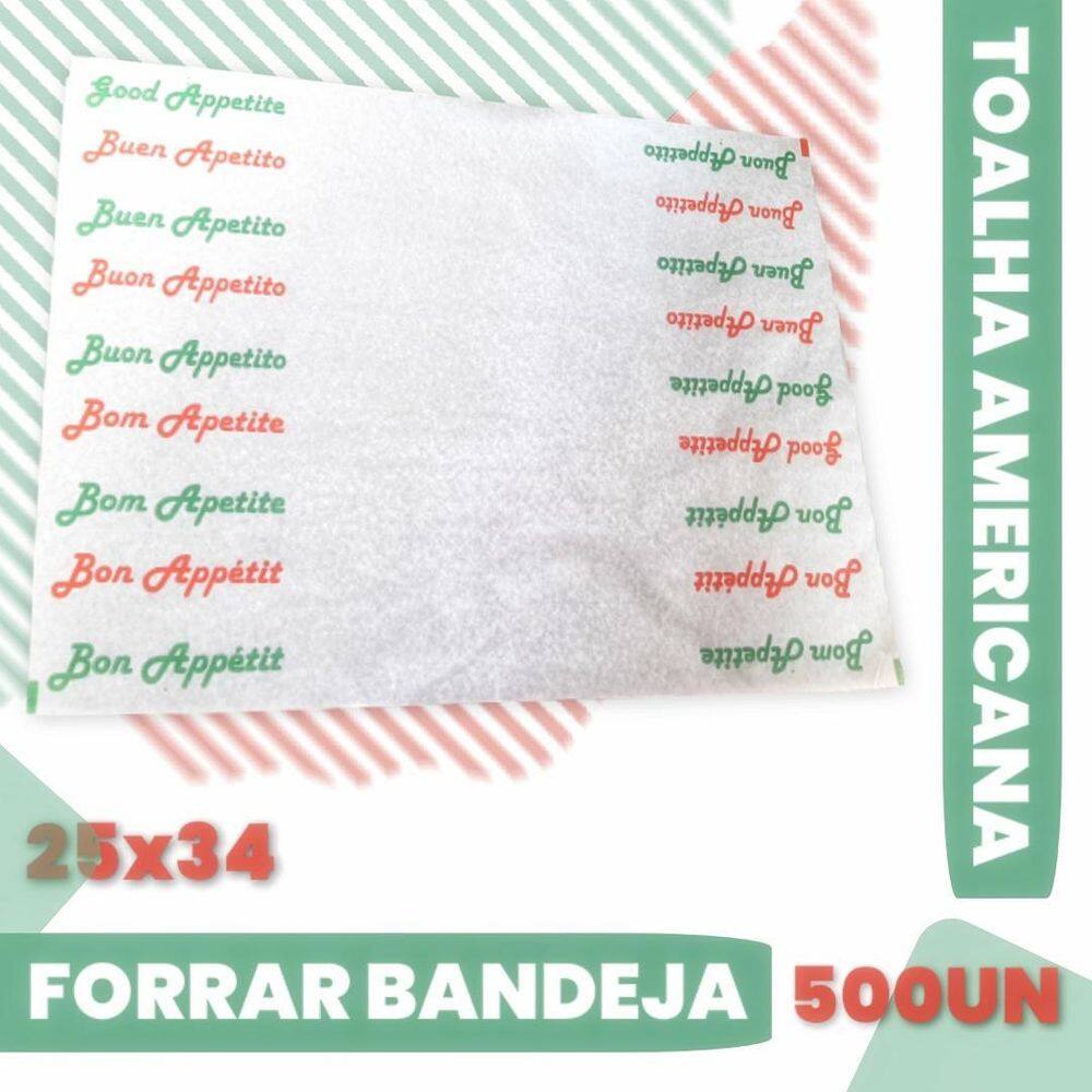 Toalha Americana Bom Apetite Impressao Papel Bandeja Forrar