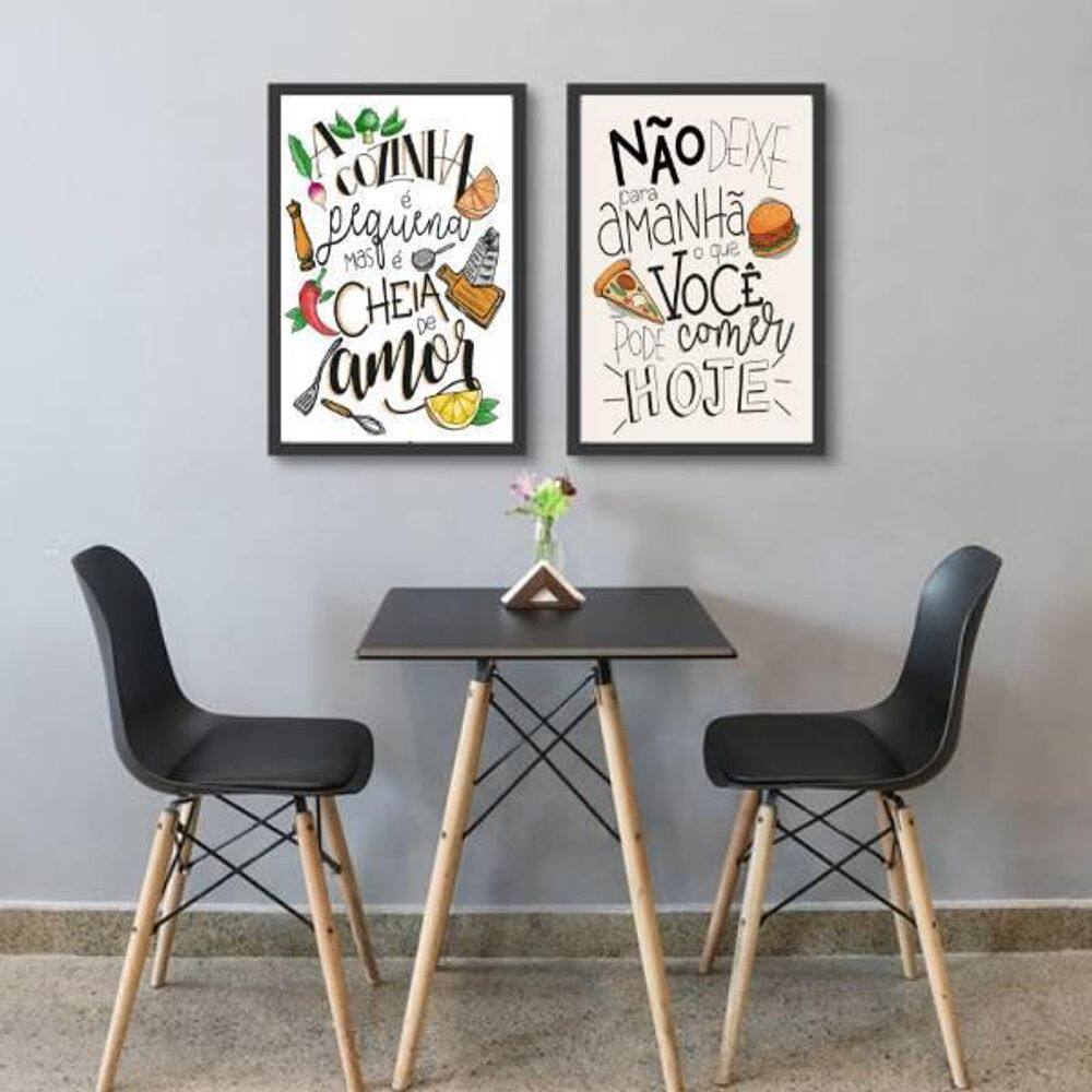 Kit 2 Quadros Decorativos Frases De Cozinha Humor 34x23cm