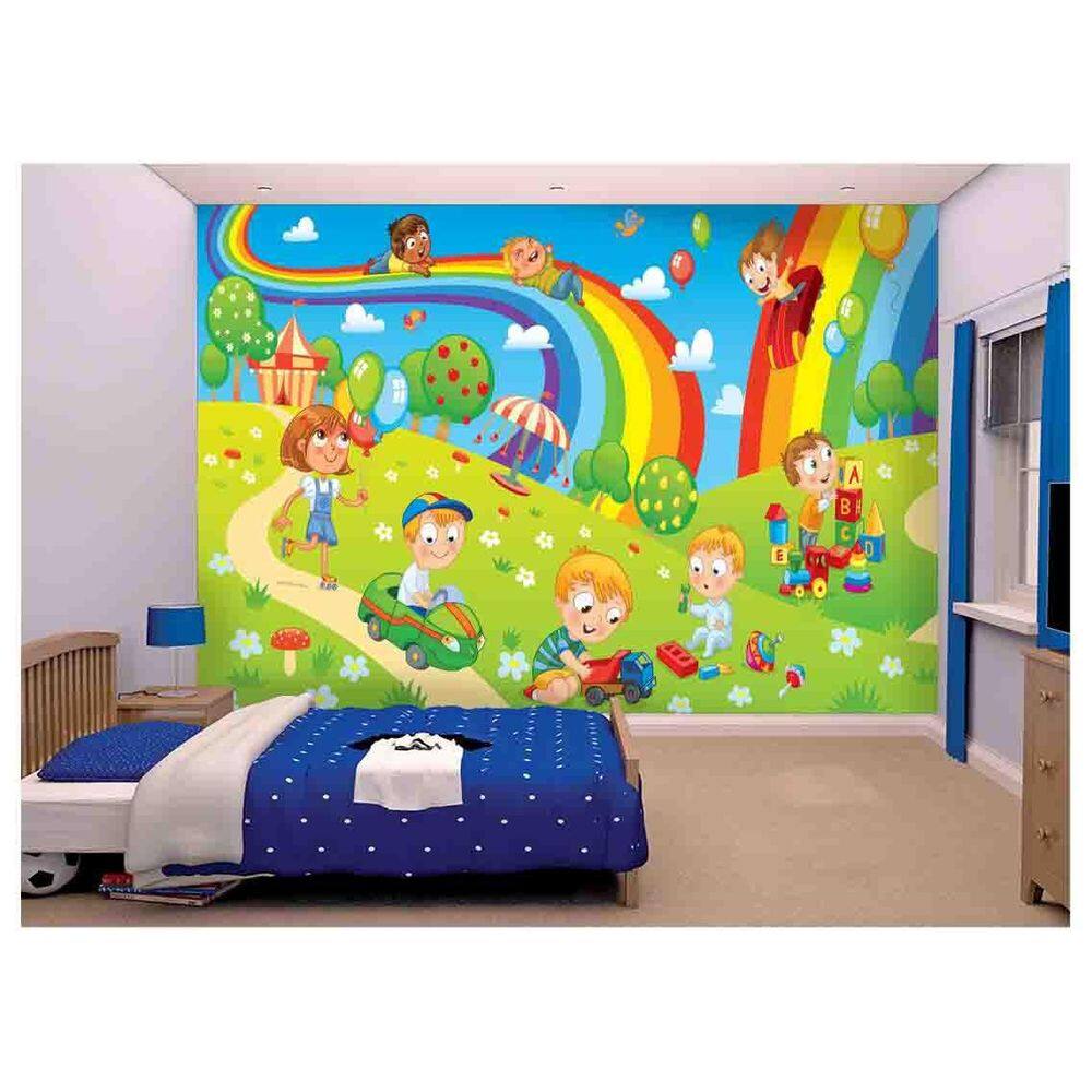 Papel De Parede Infantil Crianças Parquinho  Azs167