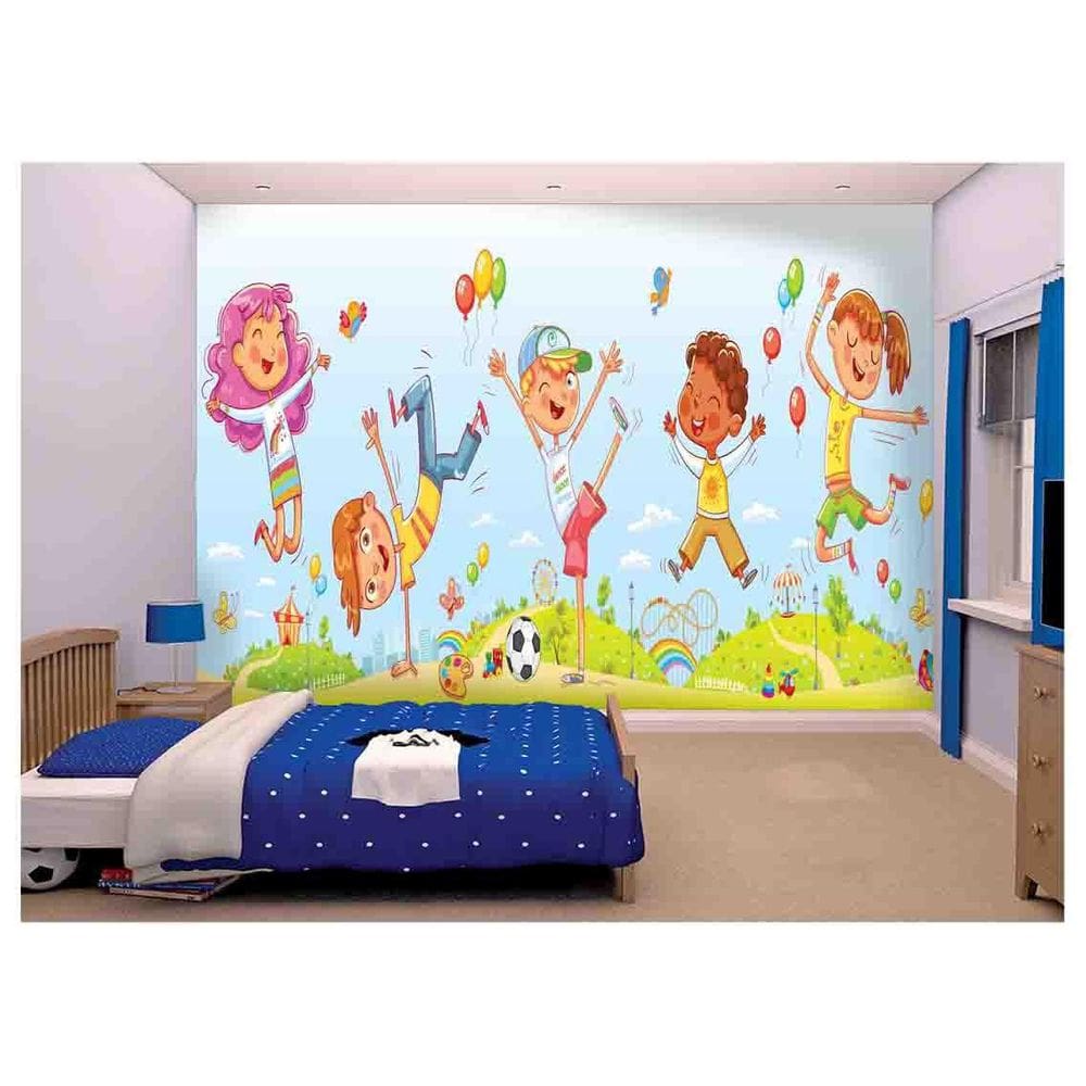 Papel De Parede Infantil Crianças Parquinho  Azs174