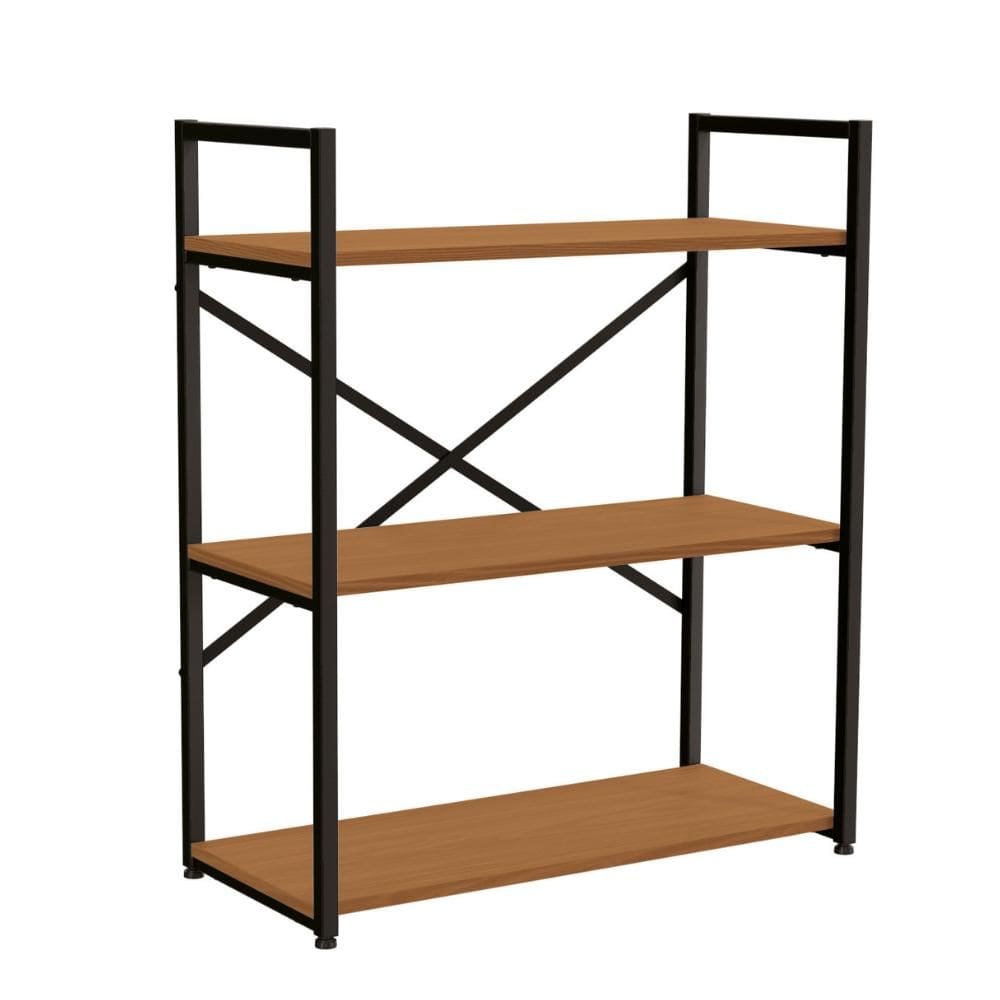 Estante para Livros Livreiro 3 Prateleiras Kappesberg Industrial 87cm Cor Canela/Preto Fosco - LI007
