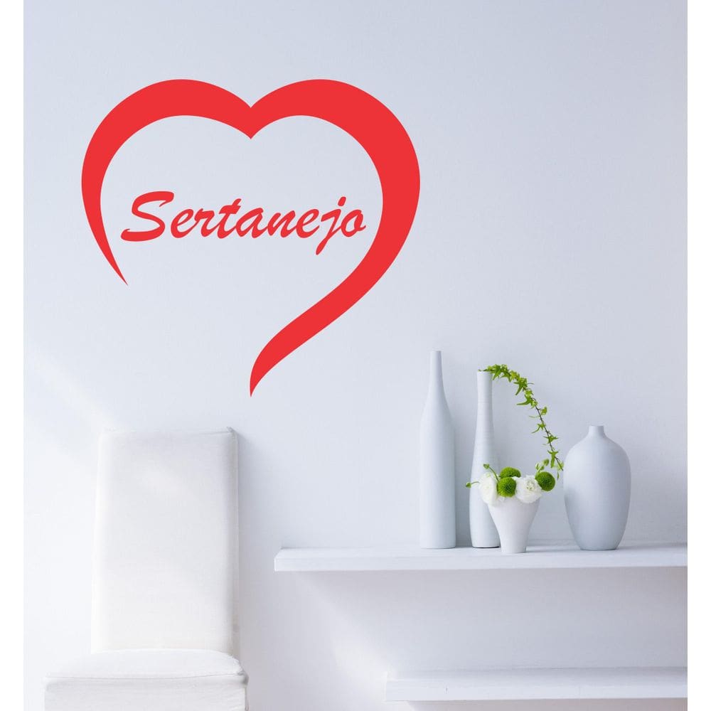 Adesivo Decorativo De Parede Frase Amor Sertanejo E Coração
