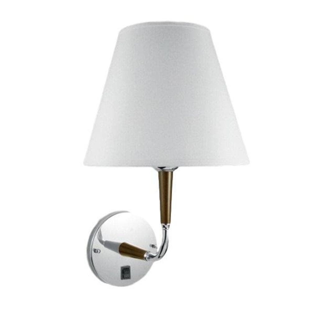 Arandela Abajur Branca Braço Com Madeira Cabeceira Ac570