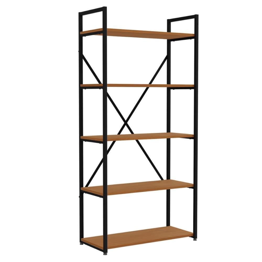 Estante para Livros Livreiro 5 Prateleiras Kappesberg Industrial 150cm Cor Canela/Preto Fosco - LI006