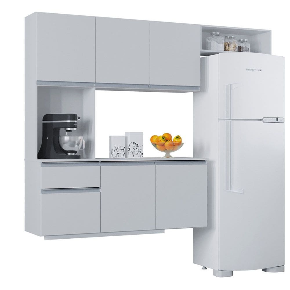 Kit Cozinha Suspensa Armário e Balcão 180cm Poquema Móveis