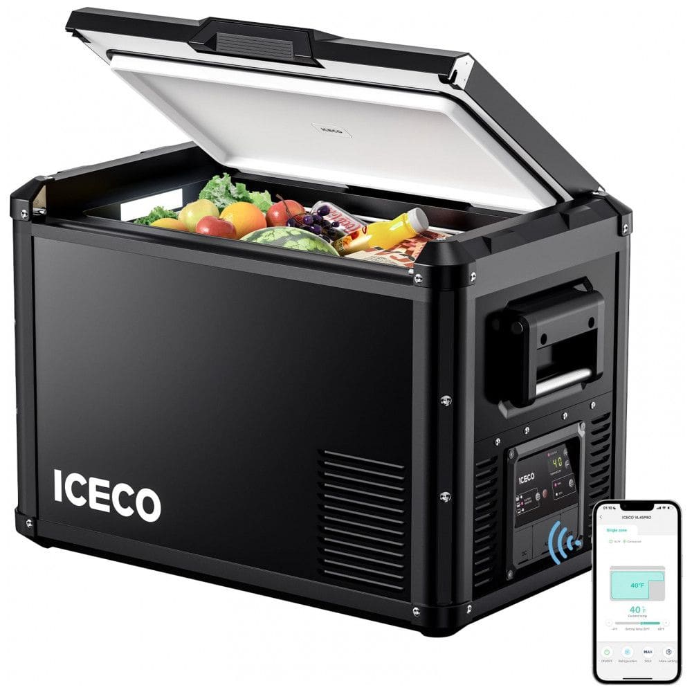 ICECO VL45 ProS Geladeira, Cooler Elétrico 45L Portátil Automotivo com Controle de Temperatura, 12, 24V, Bilvolt AC Preto