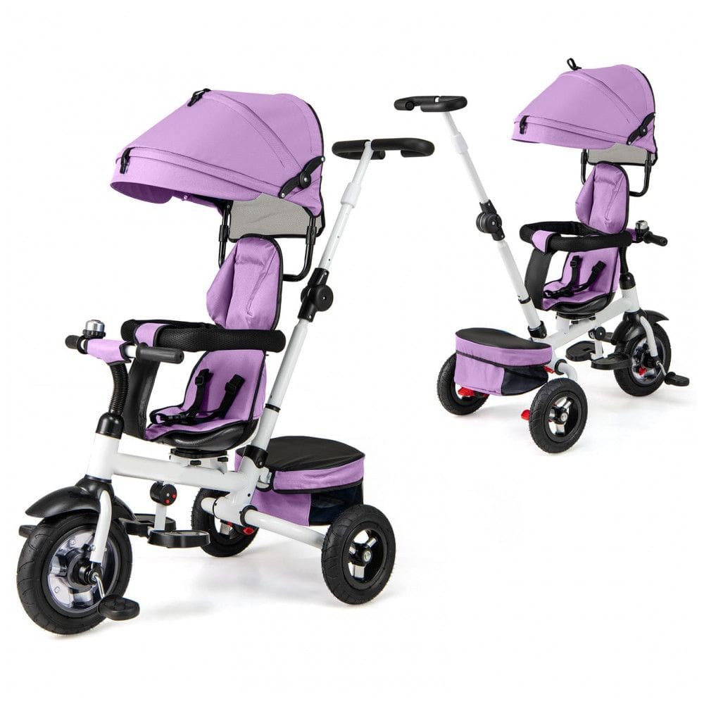 Costzon 8808 Triciclo Infantil para Passeio com Assento Ajustável 6 Estágios, Idade Recomendada 2 a 5 Anos, Roxo