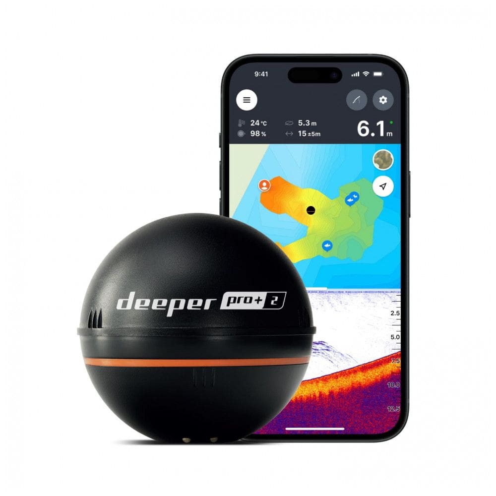 PRO 2 Sonar de Pesca Inteligente Portátil á Bateria até 100M com GPS Integrado, DEEPER, Preto