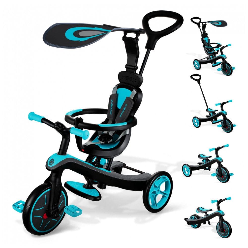 Globber 527 106 Triciclo Infantil para Passeio com Assento Ajustável 4 Estágios, Idade Recomendada 2 a 5 Anos, Azul