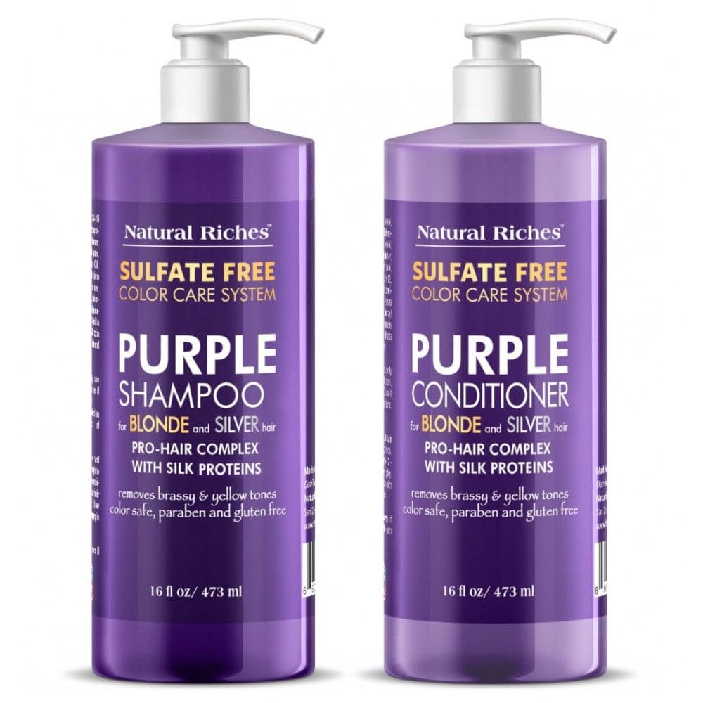 Shampoo e Condicionador 473 ml para Cabelos Loiros e Platinados Remove tons de, NATURAL RICHES, Violeta