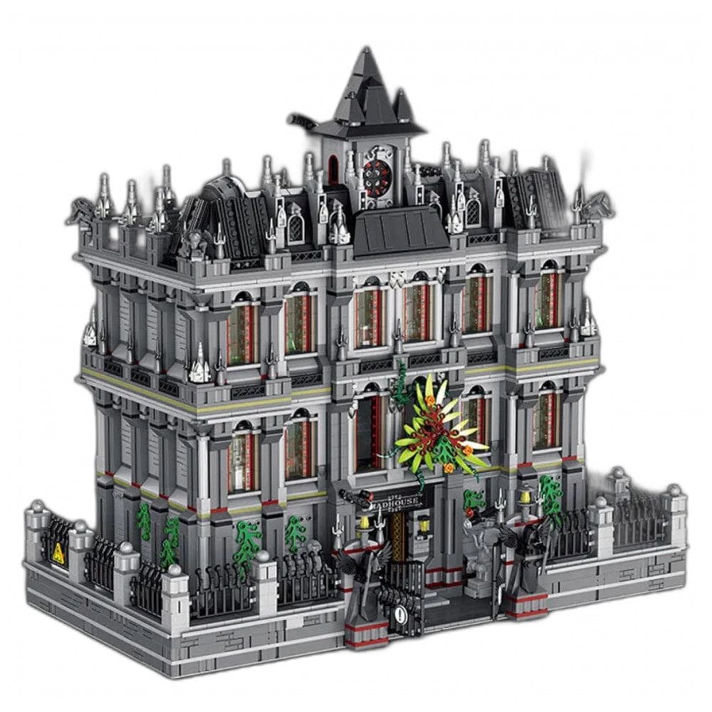 Kit de Construção de Insano com 7537 Peças para 16 Anos ou mais, GENERAL JIMS Lunatic Hospital Building Blocks, Cinza