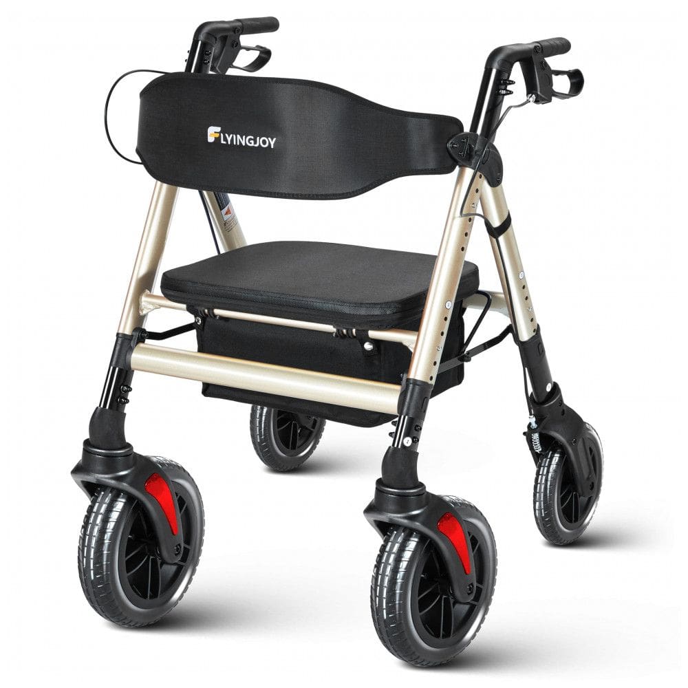 Andador para Idosos e Adultos com Assento, até 200 Quilos, FlyingJoy, Champanhe