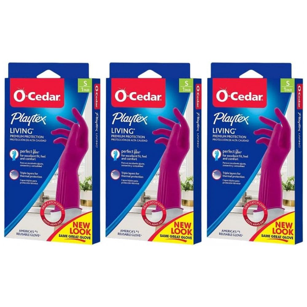 Luvas de Borracha Reutilizáveis para Limpeza, 3 Unidades, Pequena, Playtex, Rosa