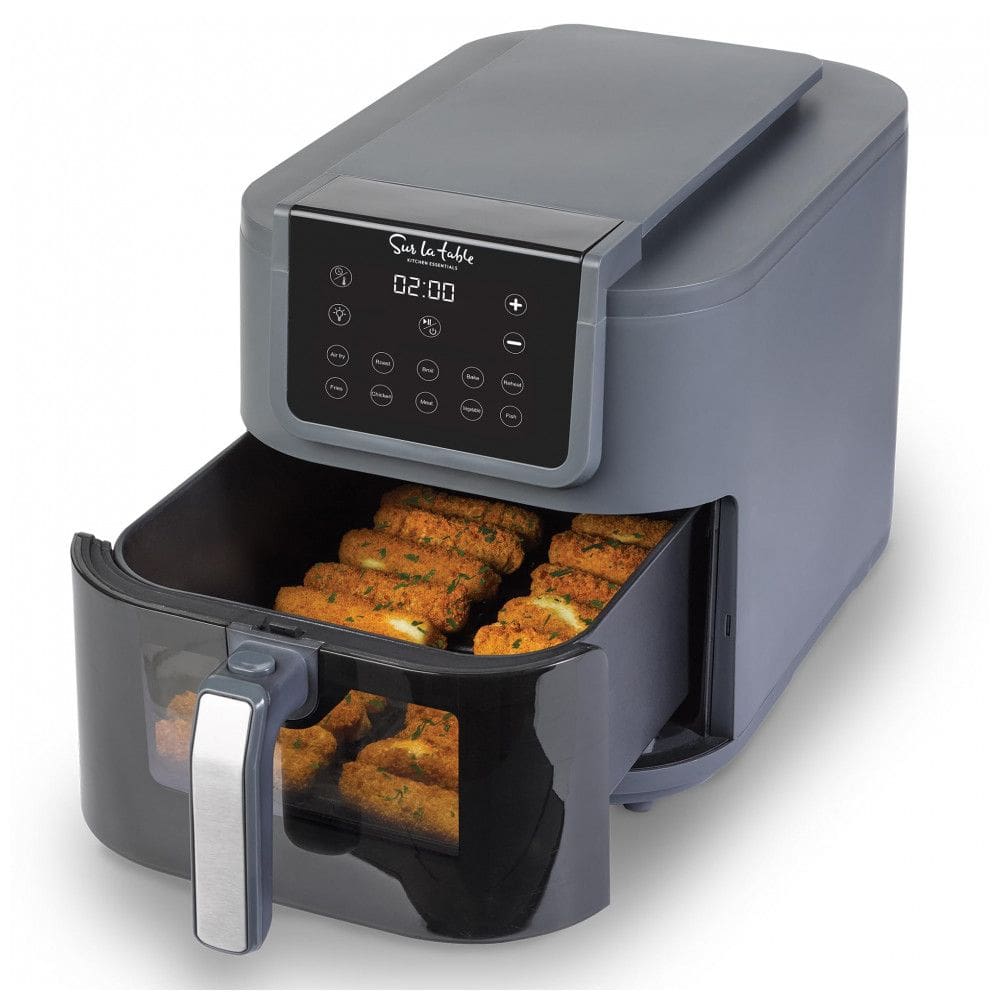 Fritadeira Elétrica Air Fryer 5 em 1, 7,5L com Janela para Visualização e 10 predefinições, 110V 1500W, Sur La Table, Cinza
