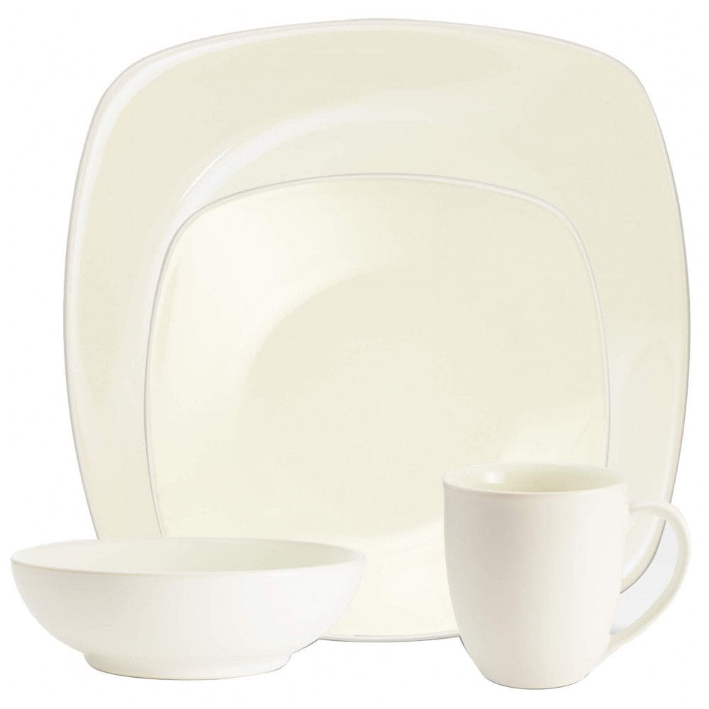Aparelho de Jantar de Cerâmica Clássica e Durável para o Dia a Dia com 4 Peças, Formato Quadrado e Material de Cerâmica, Noritake 8090-04P