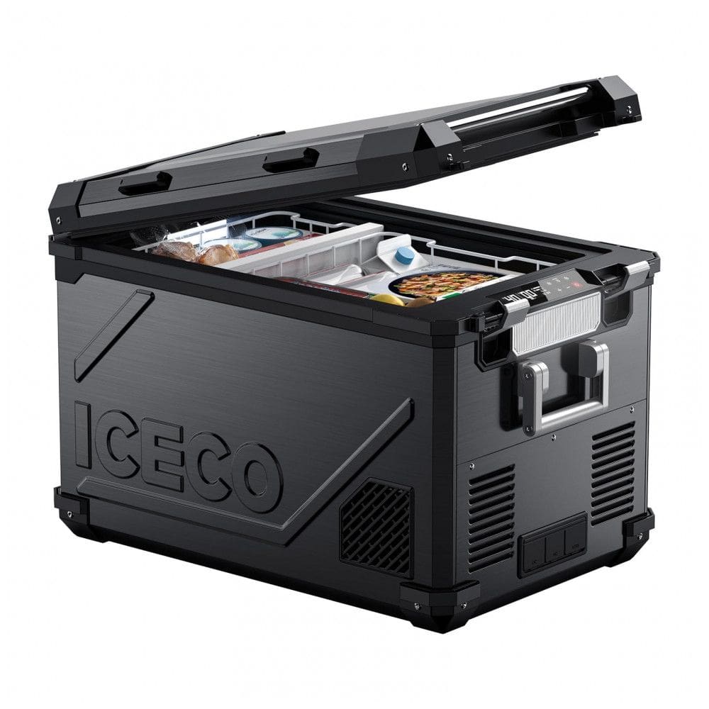 Geladeira Portátil 55L com Compressor SECOP, DC 12 24V, AC 110 240V, ICECO APL55, Preto