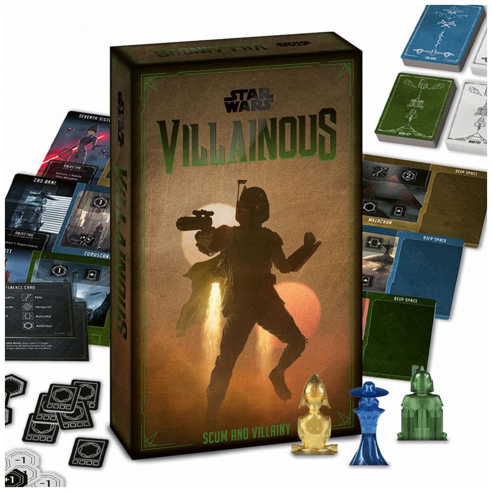 Jogo de Tabuleiro Estratégico Ravensburger Star Wars Vilões Escória e Vilania - Junte-se a Boba Fett, Sétima Irmã ou Cad Bane nesta Aventura