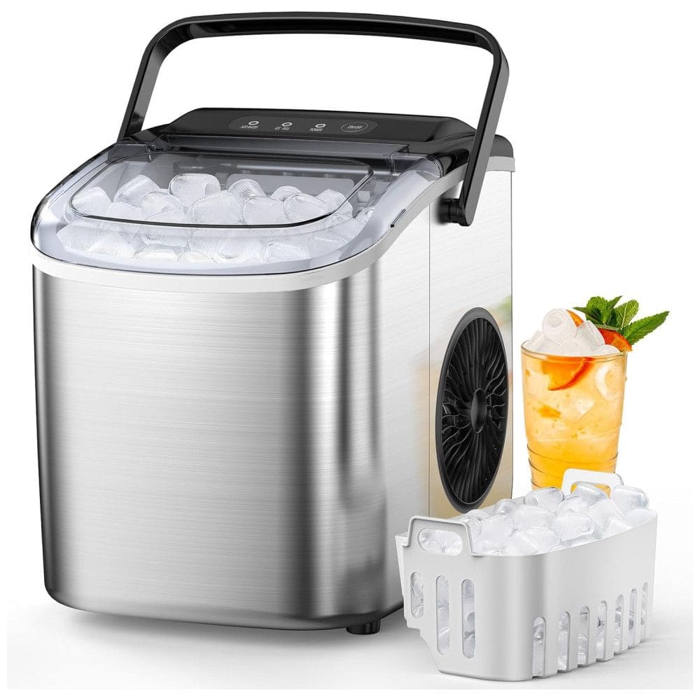 Máquina de Gelo Portátil que Produz 12 kg em 24H com Limpeza Automática e Material de Aço iInoxidável, 110V 300W, Electactic